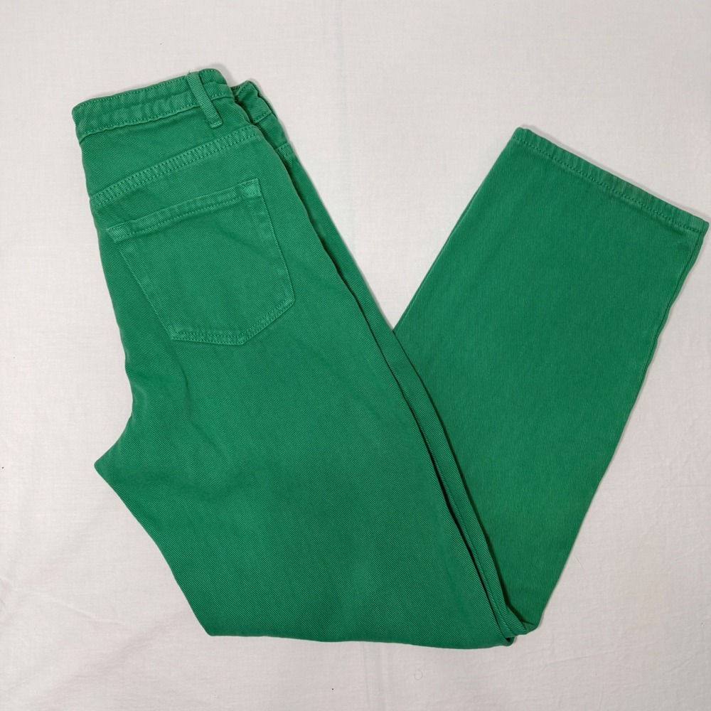 Edikted Green Denim Jeans Womens S Straight Leg Y2K Streetwear Colored Pants